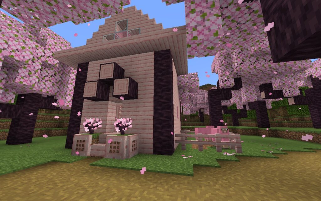 Minecraft screenshot pink cherry wood house
